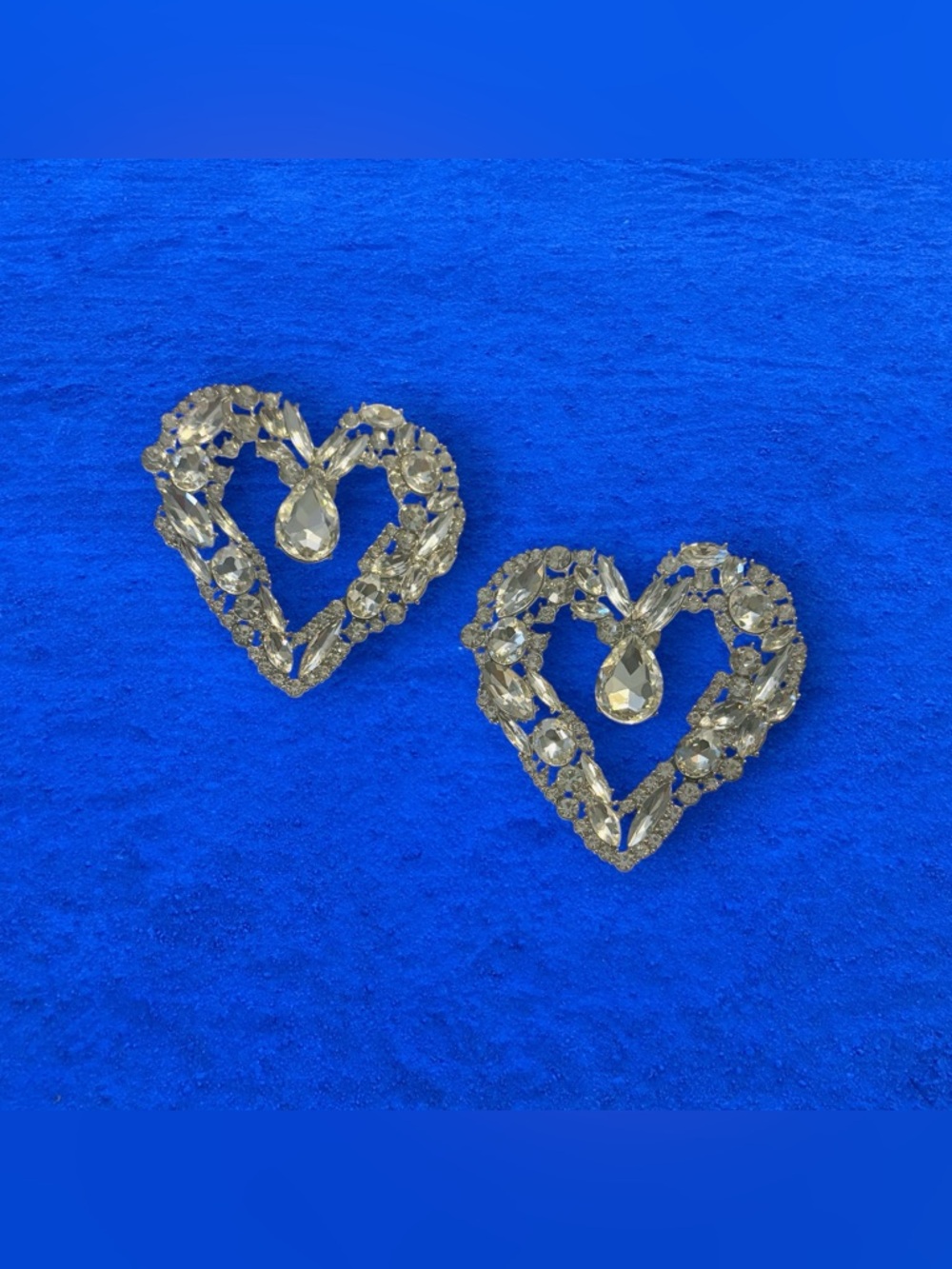 Sassy Jones Bling Heart Earrings - Clear Rhinestone Hearts
